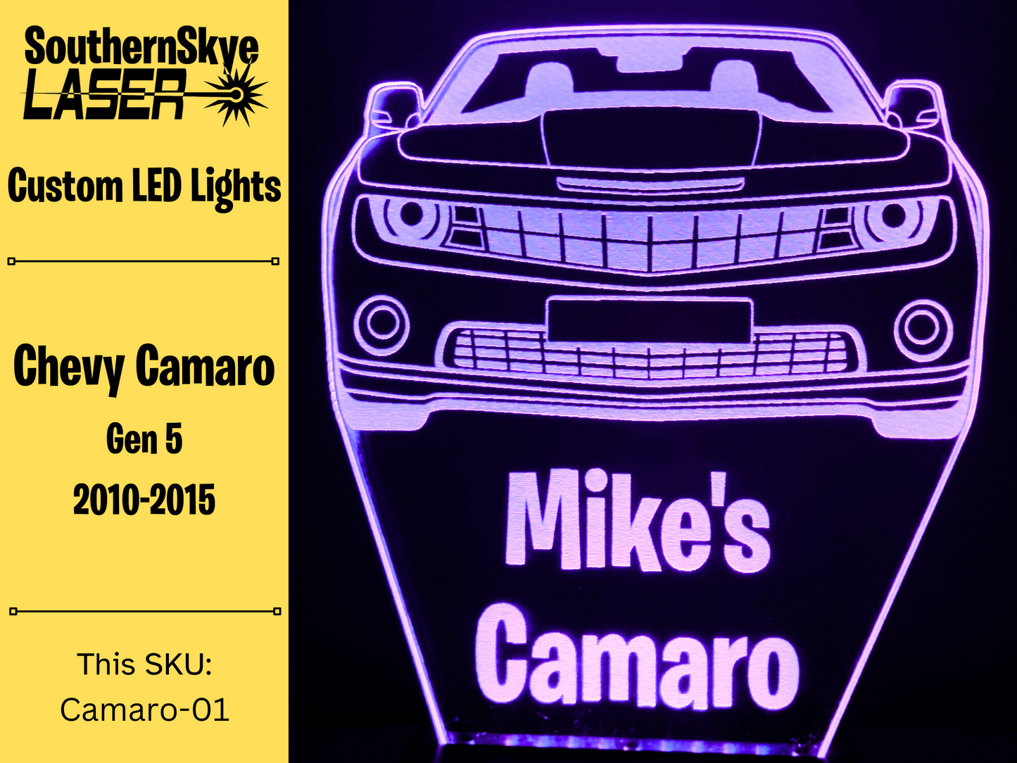 Chevy Camaro LED Light, Night Light, Desk Light, Personalized Gift, Car Show Trophy