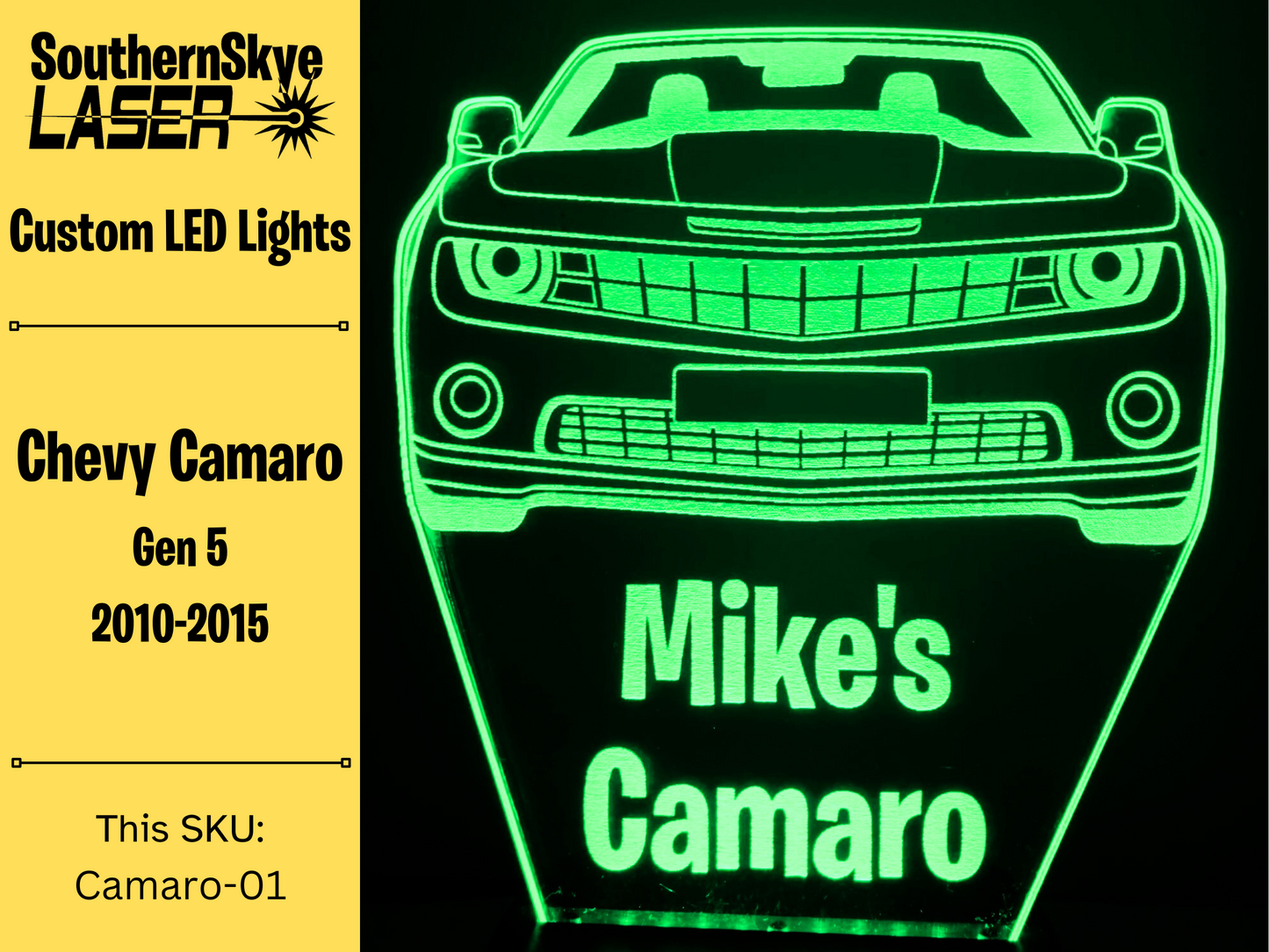 Chevy Camaro LED Light, Night Light, Desk Light, Personalized Gift, Car Show Trophy