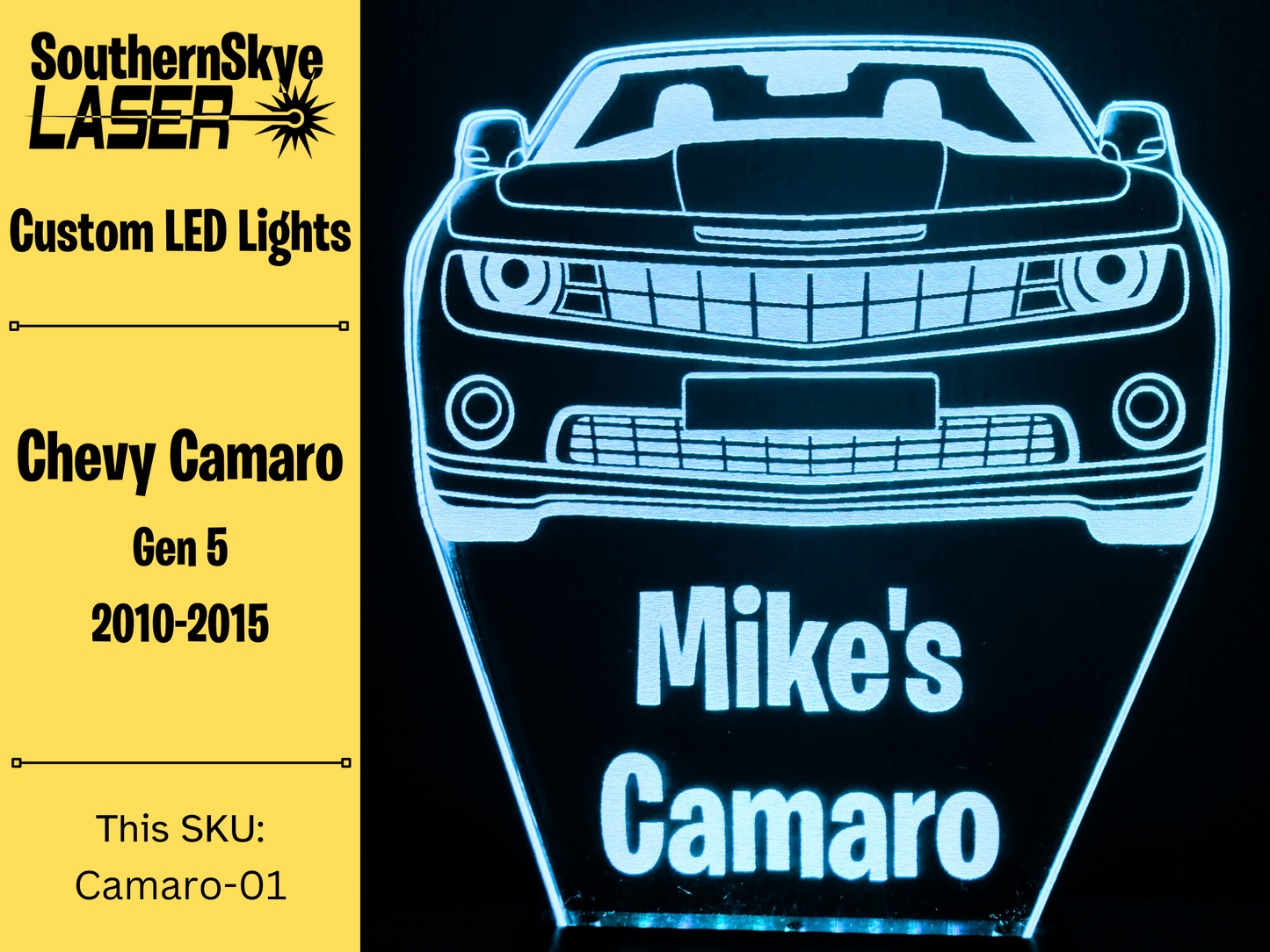 Chevy Camaro LED Light, Night Light, Desk Light, Personalized Gift, Car Show Trophy