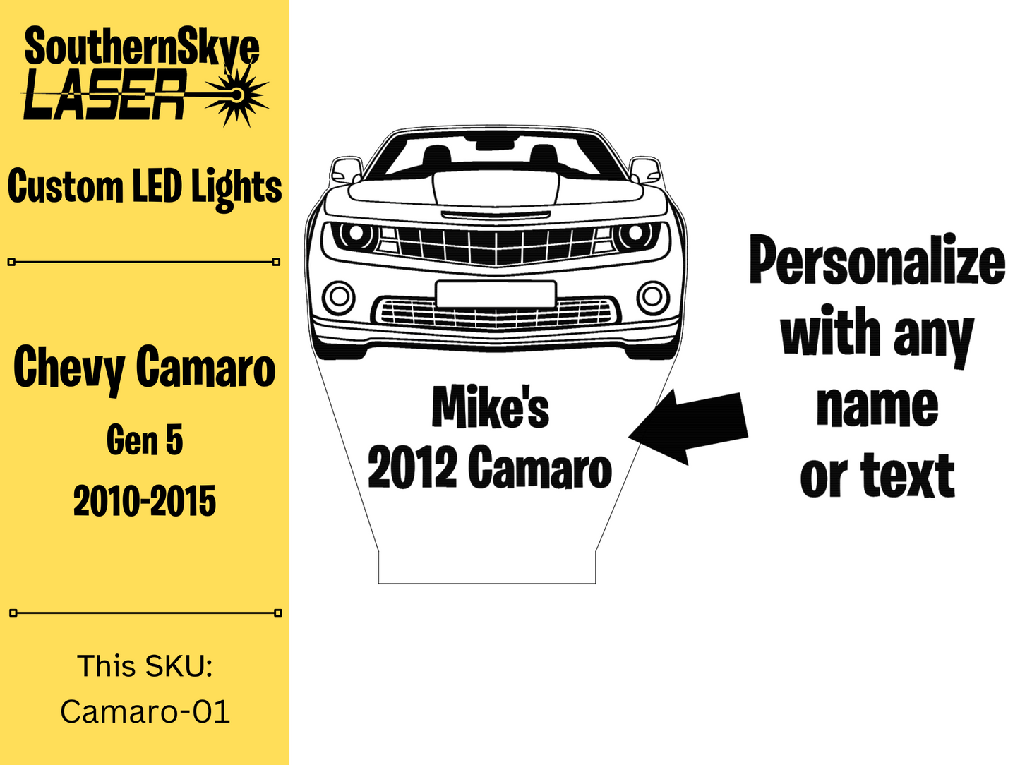 Chevy Camaro LED Light, Night Light, Desk Light, Personalized Gift, Car Show Trophy