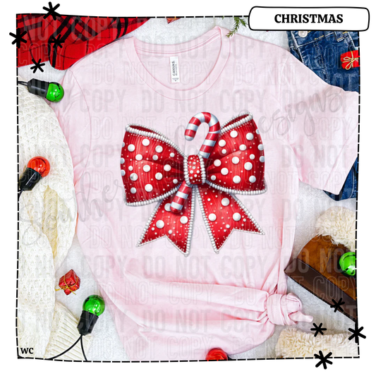 Candy Cane Coquette Bow