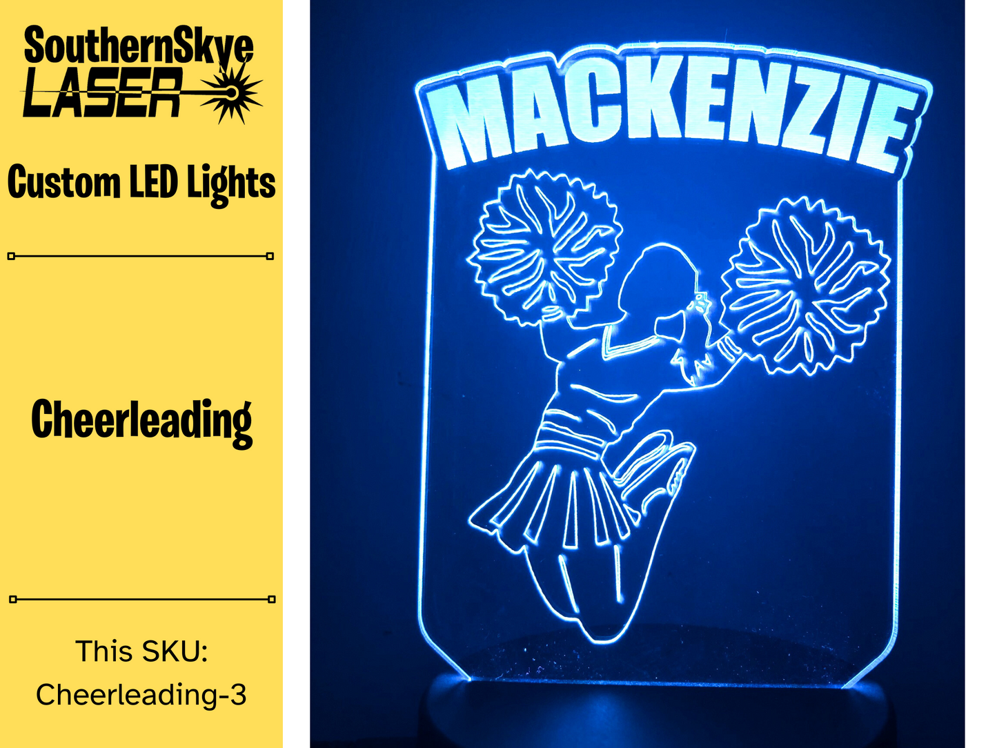 Cheerleader LED Light, Night Light, Desk Light Personalized Gift, Trophy, Award