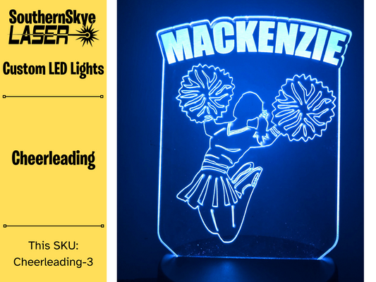 Cheerleader LED Light, Night Light, Desk Light Personalized Gift, Trophy, Award