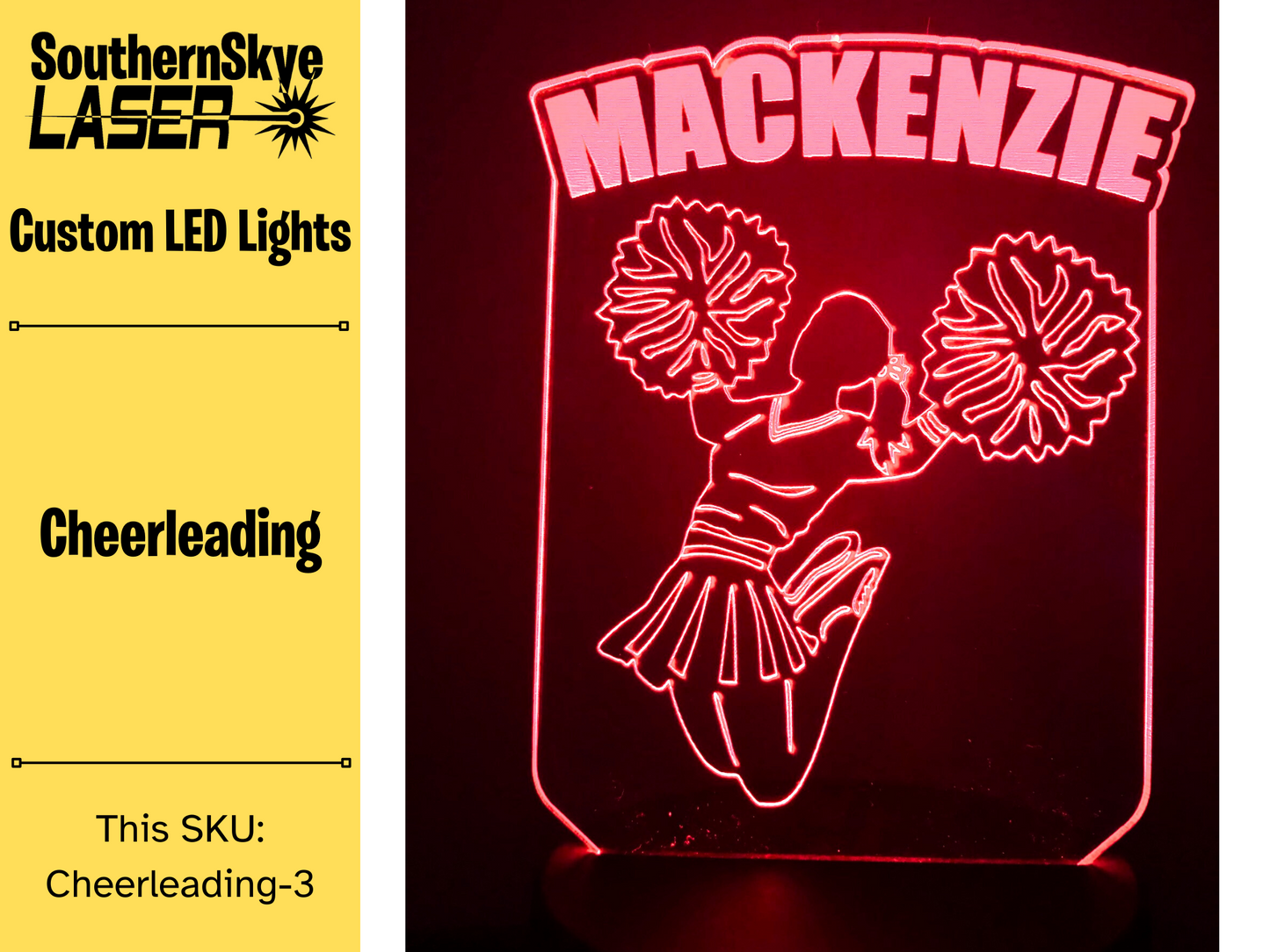 Cheerleader LED Light, Night Light, Desk Light Personalized Gift, Trophy, Award