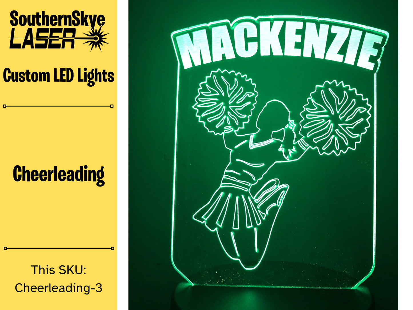 Cheerleader LED Light, Night Light, Desk Light Personalized Gift, Trophy, Award
