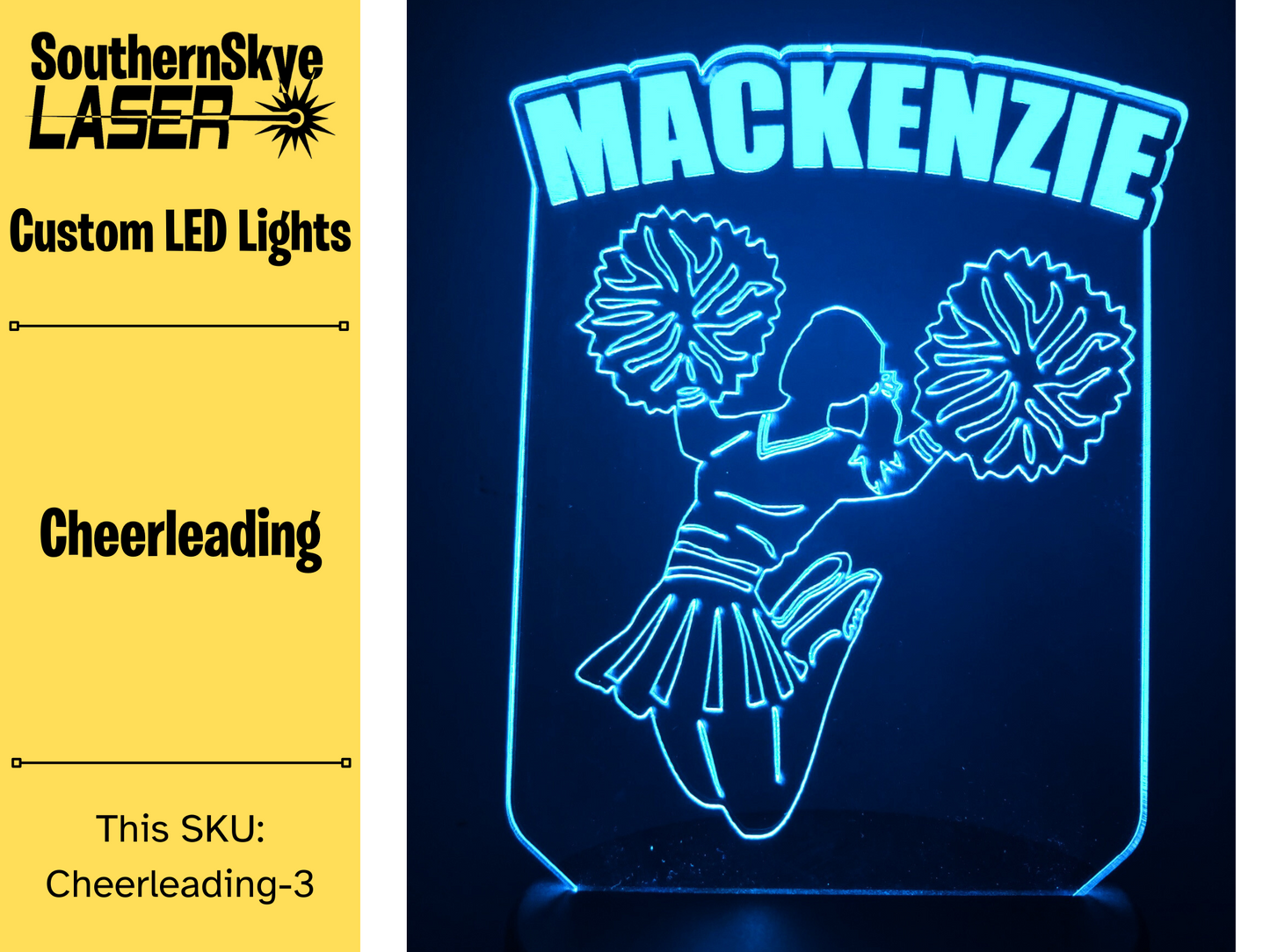 Cheerleader LED Light, Night Light, Desk Light Personalized Gift, Trophy, Award