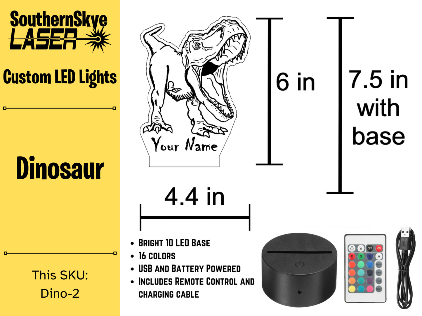 Dinosaur, T-Rex LED Light, Night light, Personalized Gift for kids