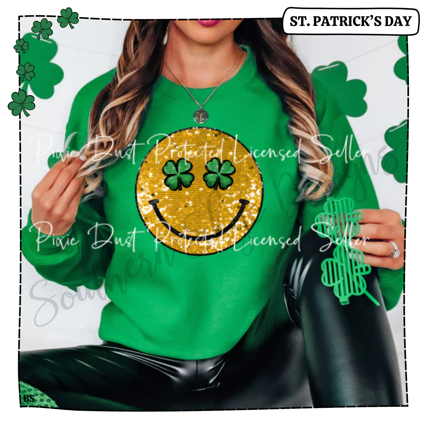 Faux Bling Gold Irish Smile