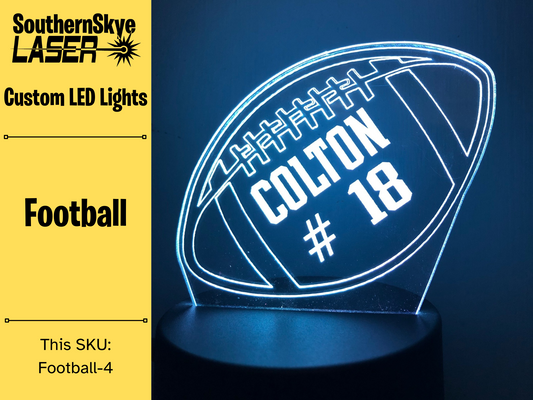 Football LED Light, Night Light, Personalized Gift, Trophy, Award