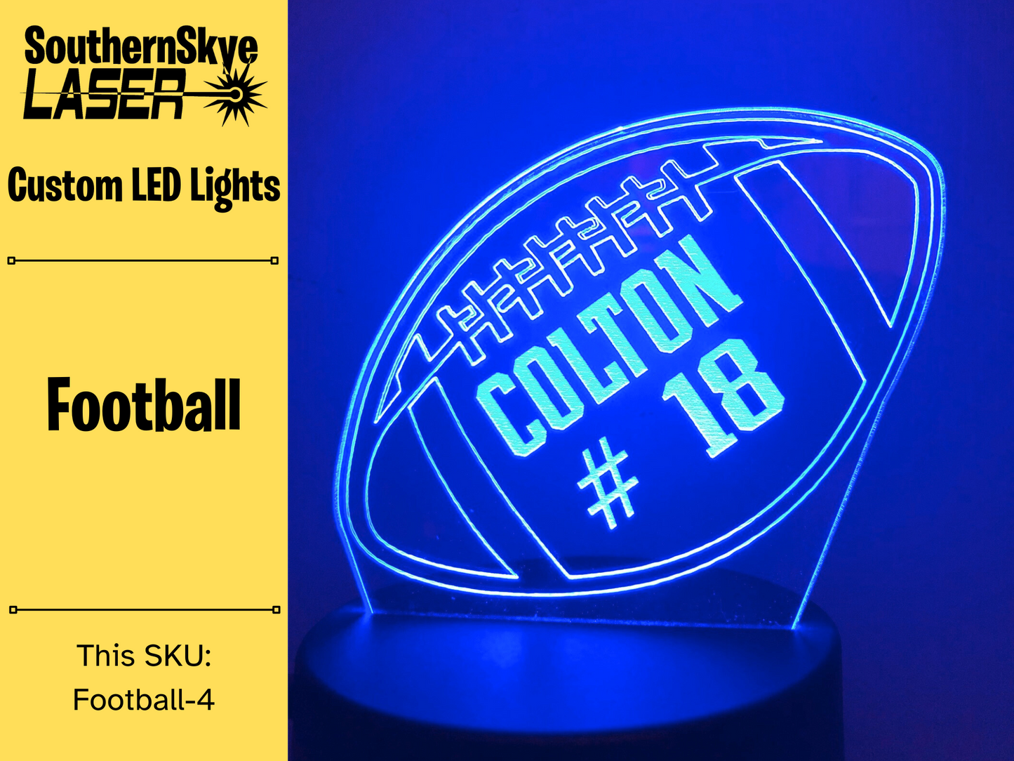 Football LED Light, Night Light, Personalized Gift, Trophy, Award