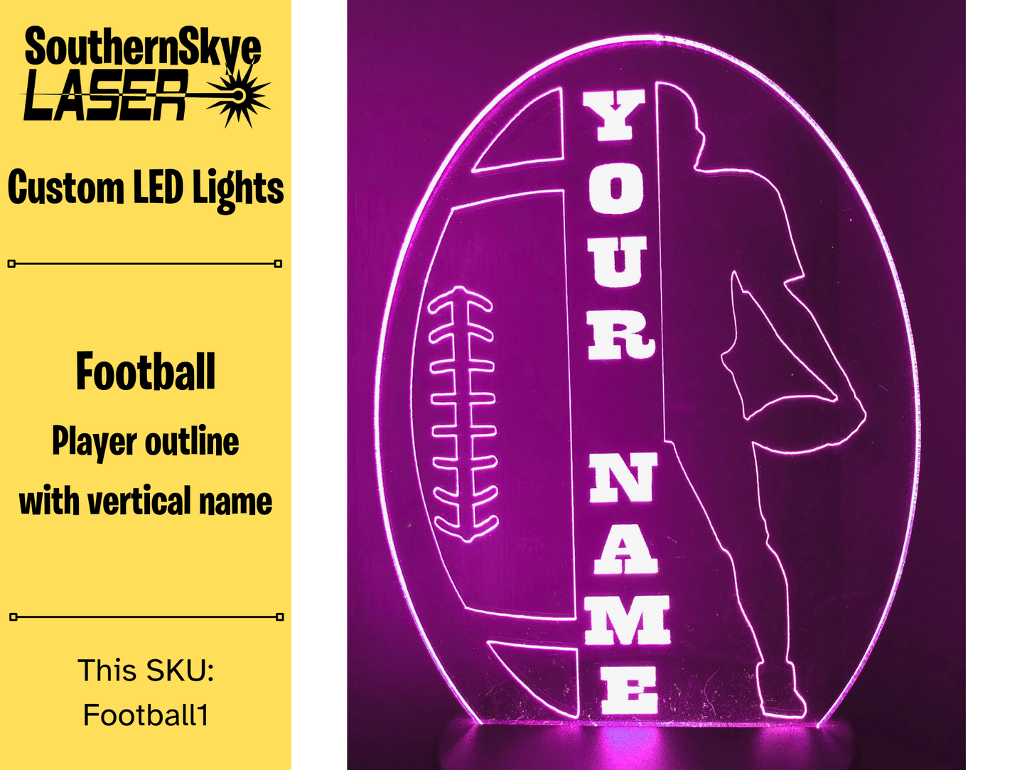 Football LED Light, Night light, Desk Light, Personalized Gift, Trophy, Award