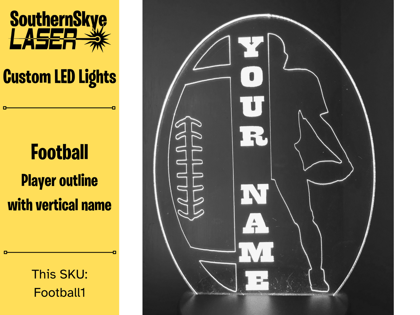 Football LED Light, Night light, Desk Light, Personalized Gift, Trophy, Award