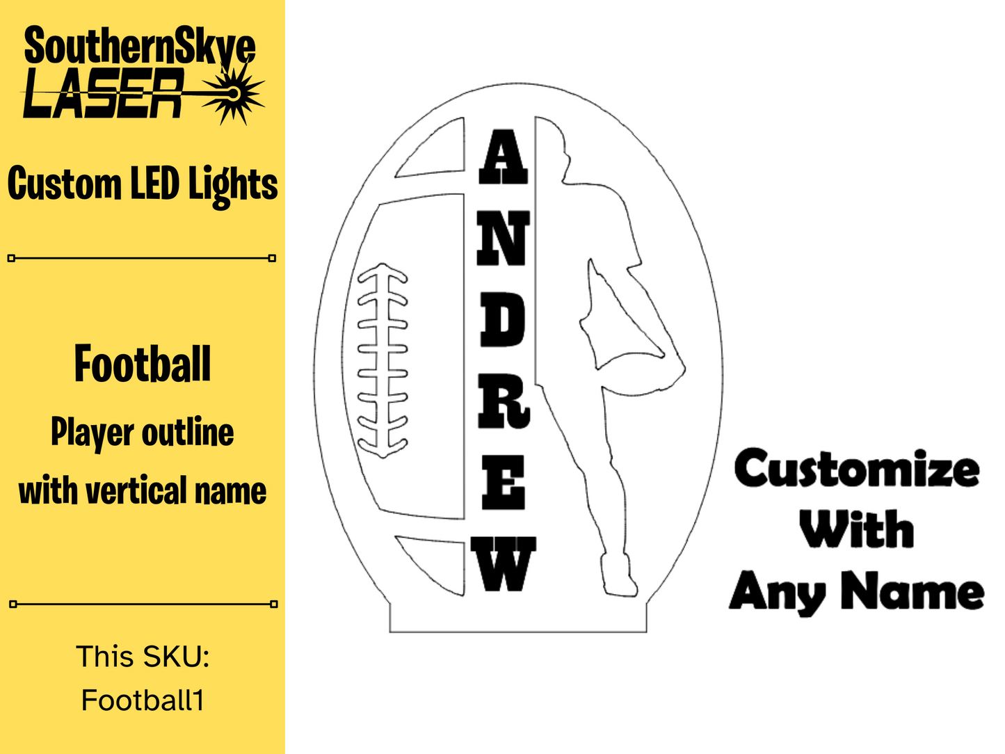 Football LED Light, Night light, Desk Light, Personalized Gift, Trophy, Award