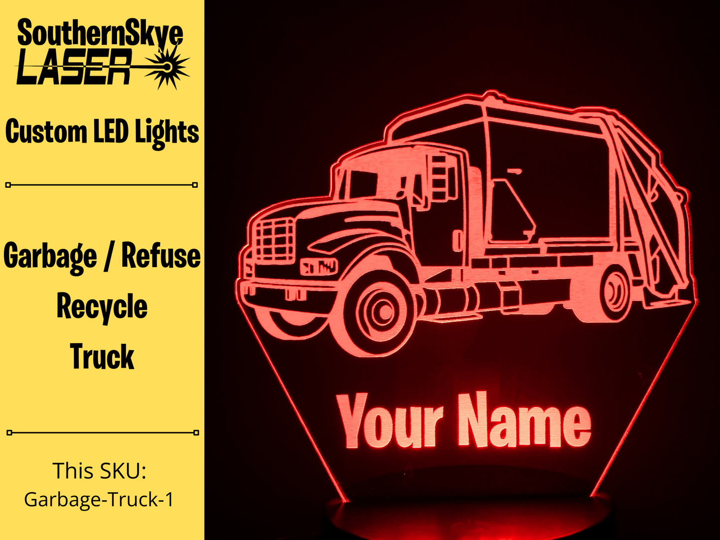 Garbage Refuse Recycling Truck LED Light, Night Light, Desk Light, Personalized Gift