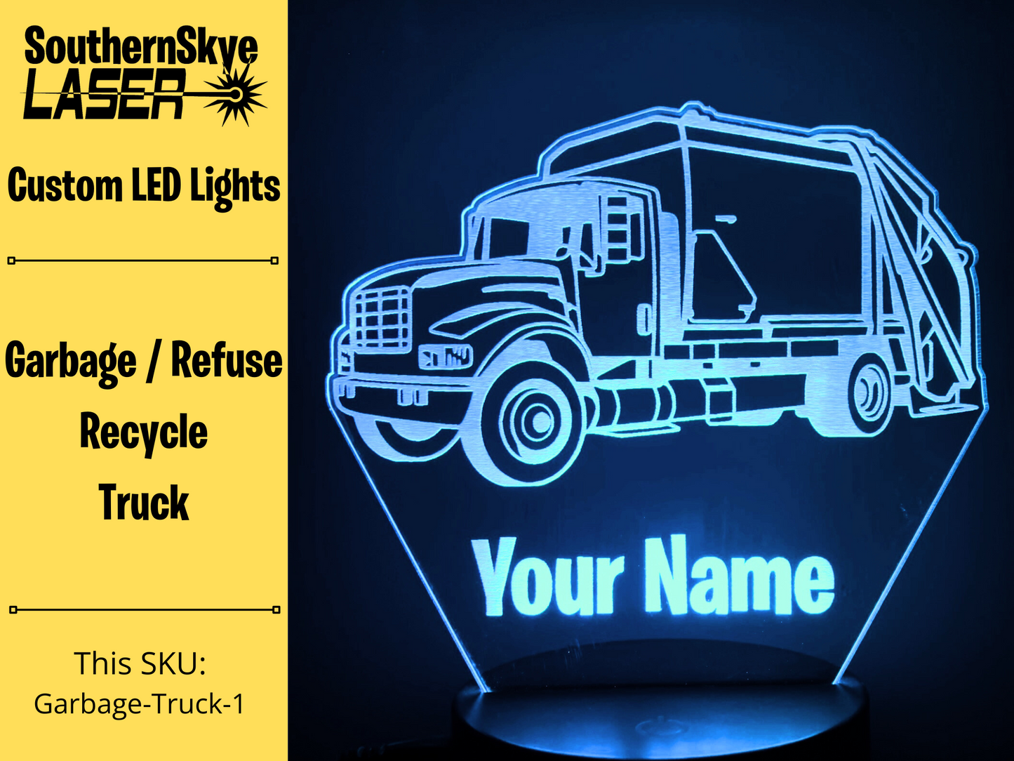 Garbage Refuse Recycling Truck LED Light, Night Light, Desk Light, Personalized Gift