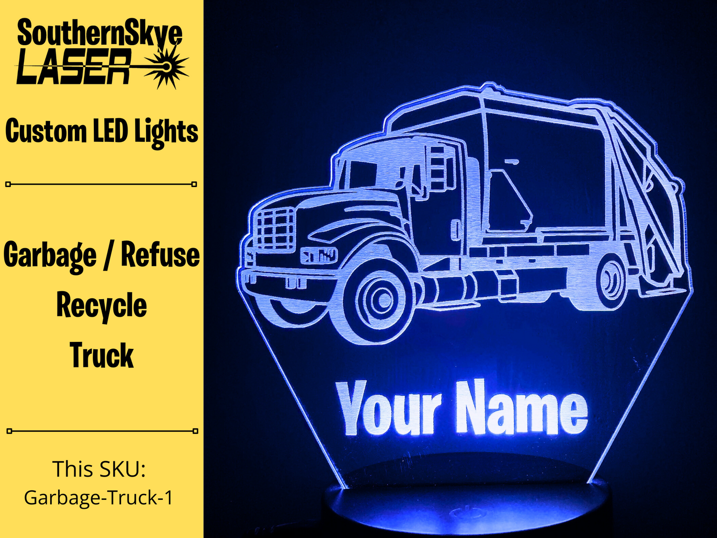 Garbage Refuse Recycling Truck LED Light, Night Light, Desk Light, Personalized Gift