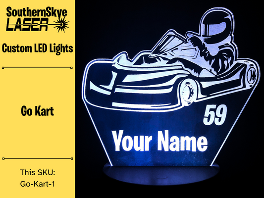 Go Kart, Racing LED Light, Night light, Desk Light, Personalized Gift, Trophy, Award