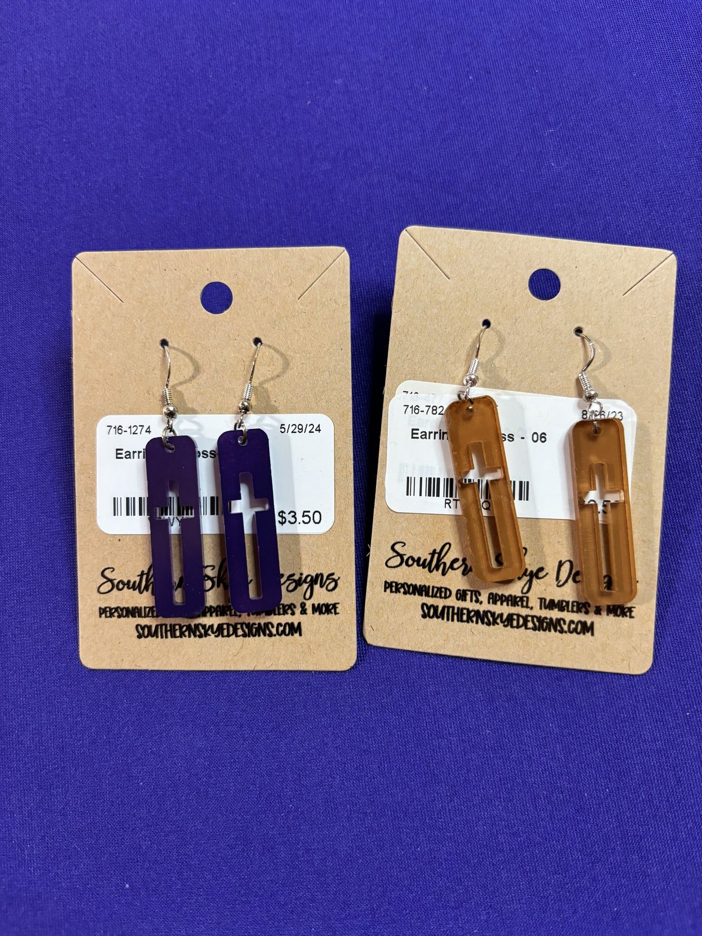 Cross Earrings Rectangle