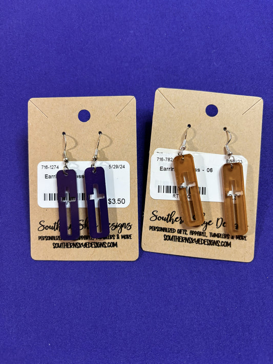 Cross Earrings Rectangle