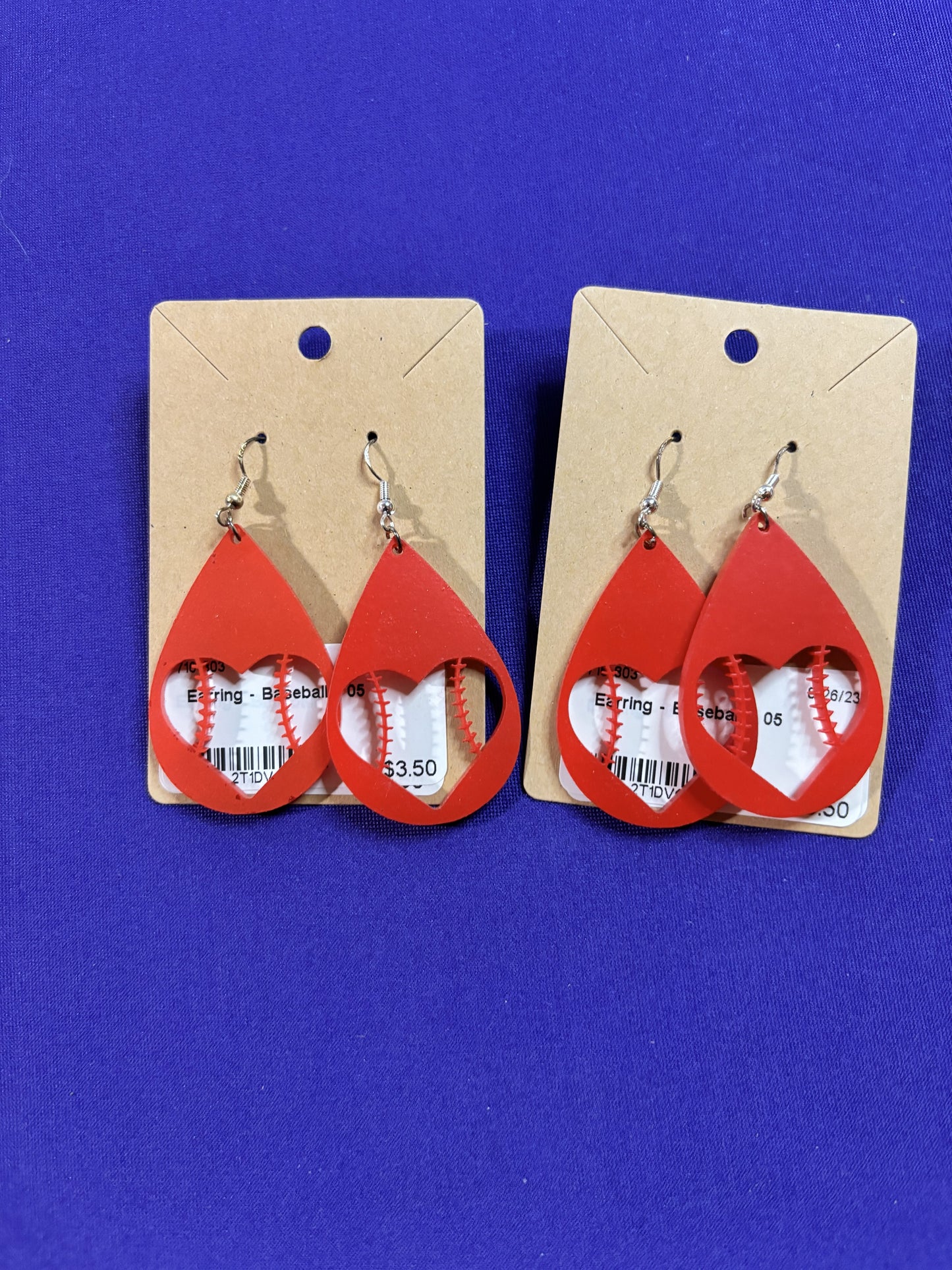 Baseball Heart Cutout Earrings