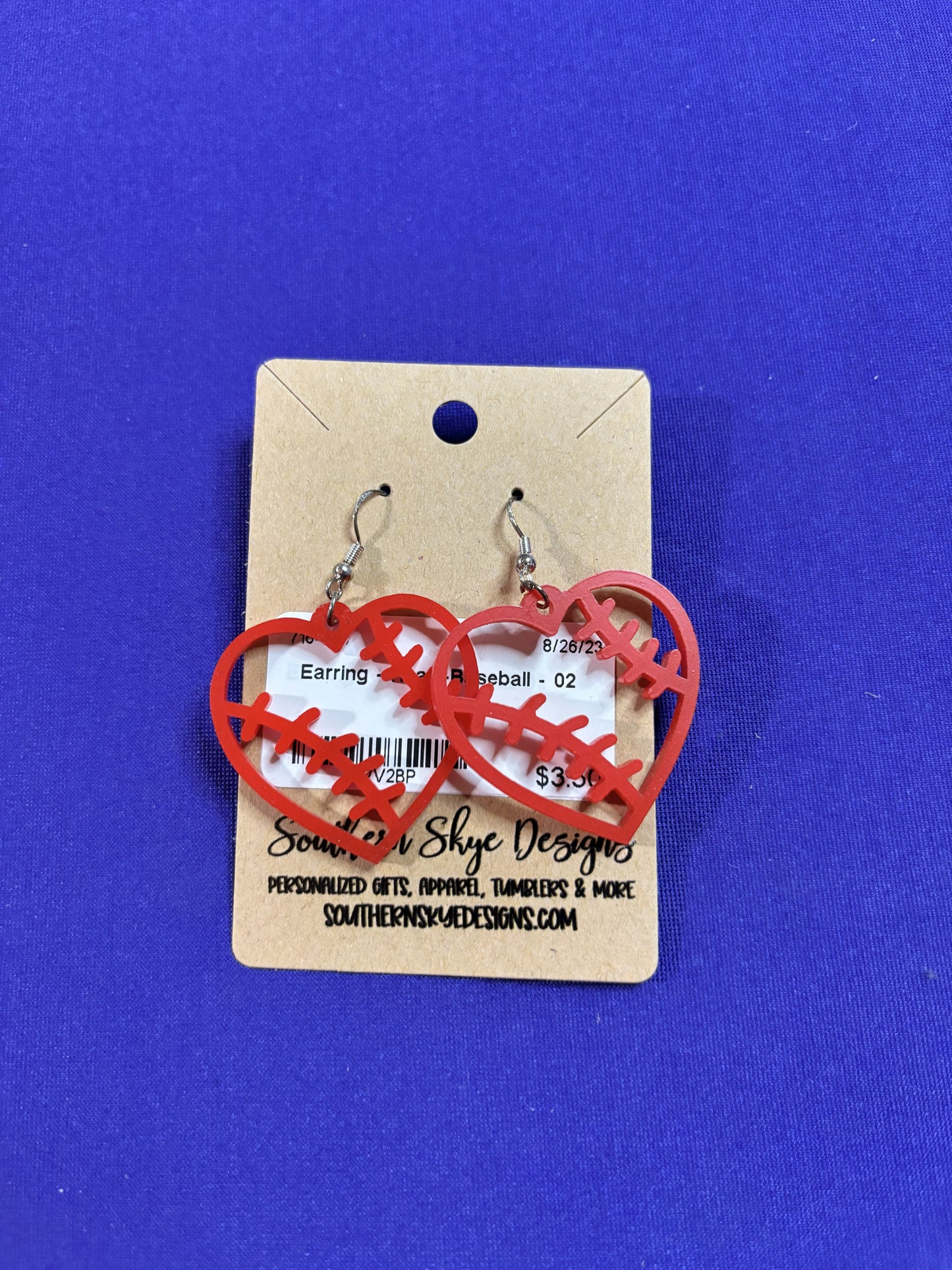 Baseball Heart Earrings 1