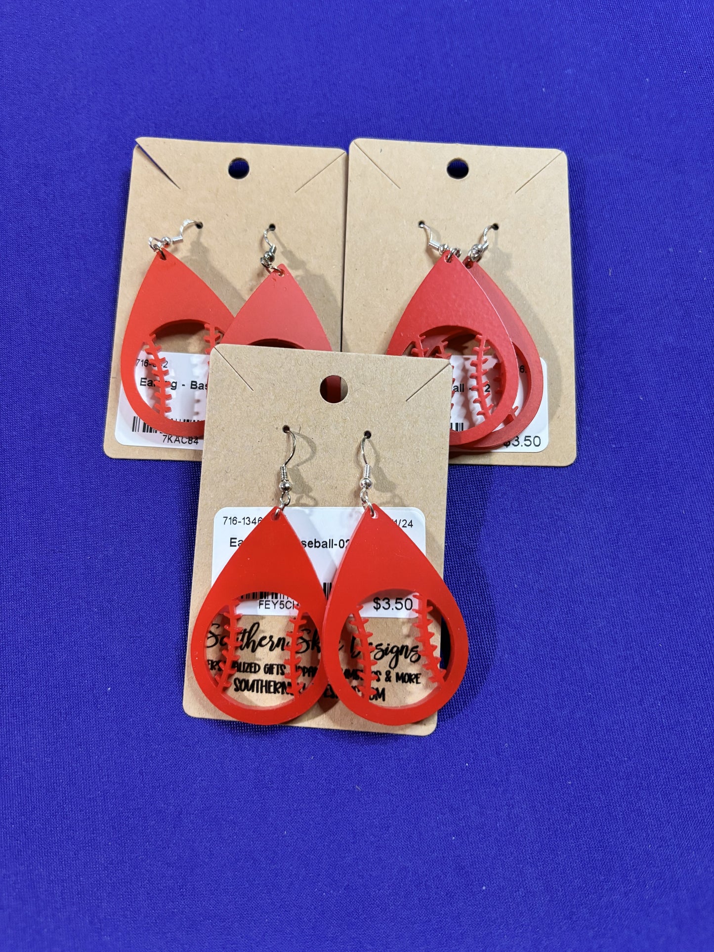 Baseball Cutout Earrings