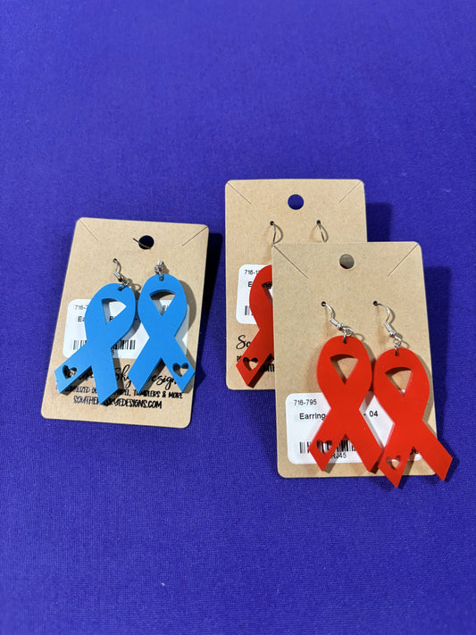 Awareness Ribbon Earrings With Heart Cutout