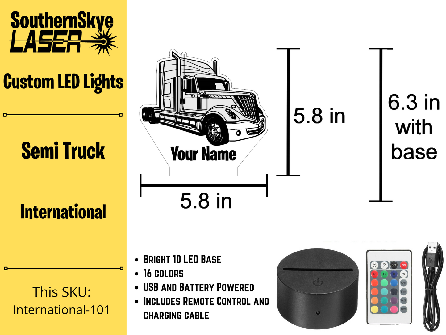 Semi Truck International LED Light, Night Light, Desk Light, Personalized Gift, Truck Driver Gift