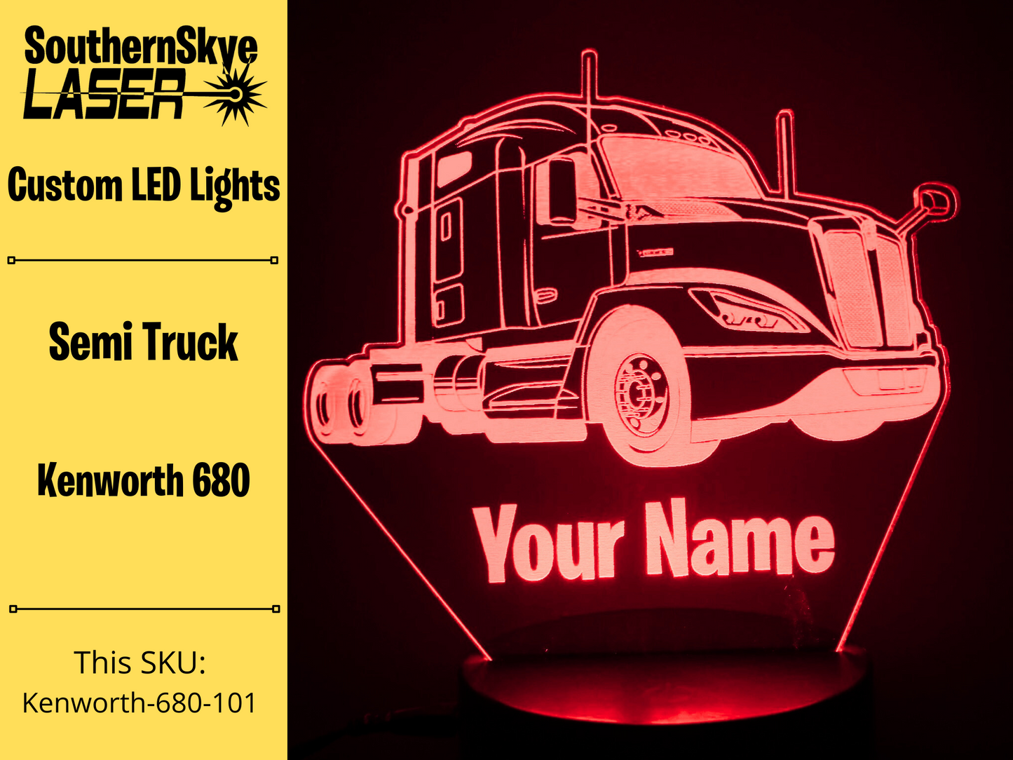 Semi Truck Kenworth LED Light, Night Light, Desk Light, Personalized Gift, Truck Driver Gift