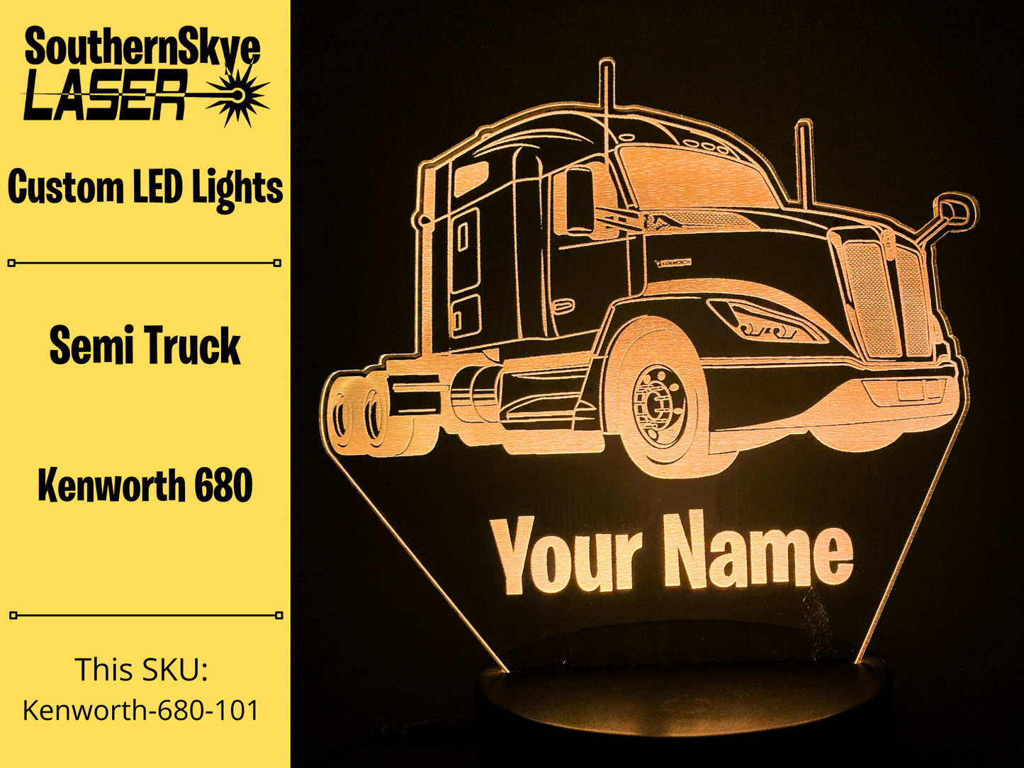 Semi Truck Kenworth LED Light, Night Light, Desk Light, Personalized Gift, Truck Driver Gift