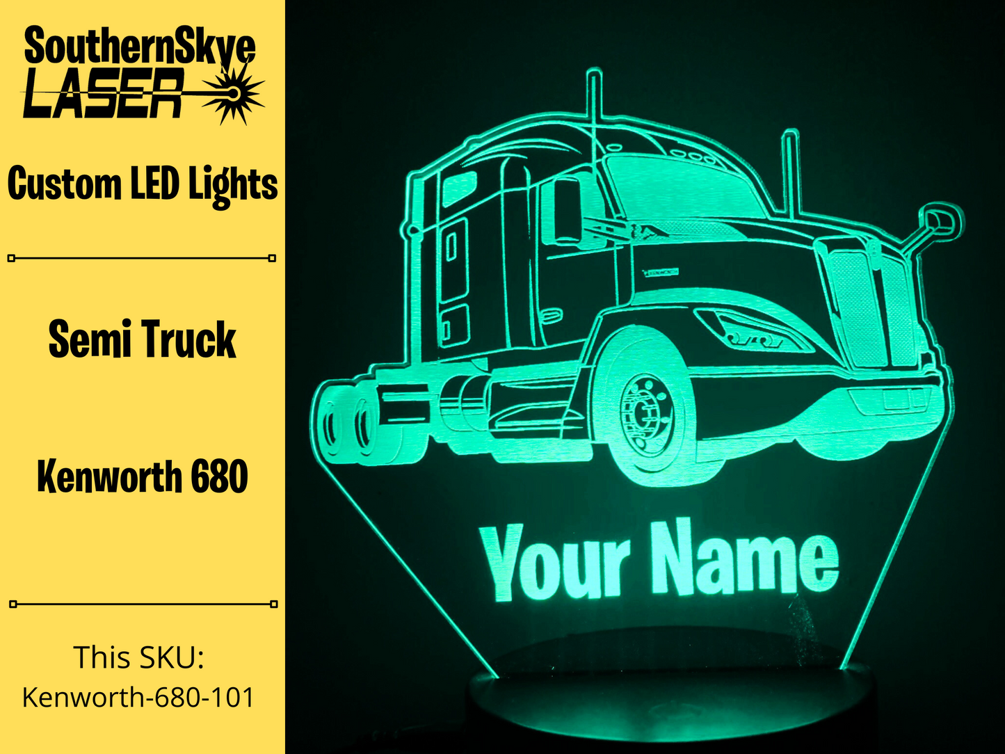 Semi Truck Kenworth LED Light, Night Light, Desk Light, Personalized Gift, Truck Driver Gift