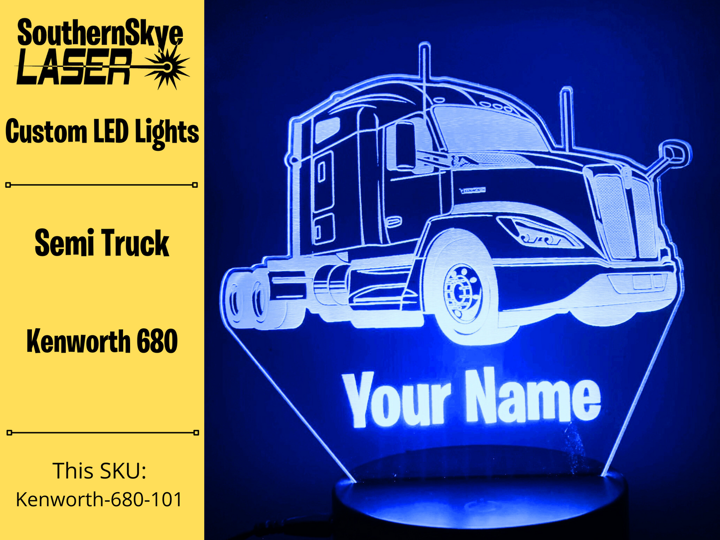 Semi Truck Kenworth LED Light, Night Light, Desk Light, Personalized Gift, Truck Driver Gift