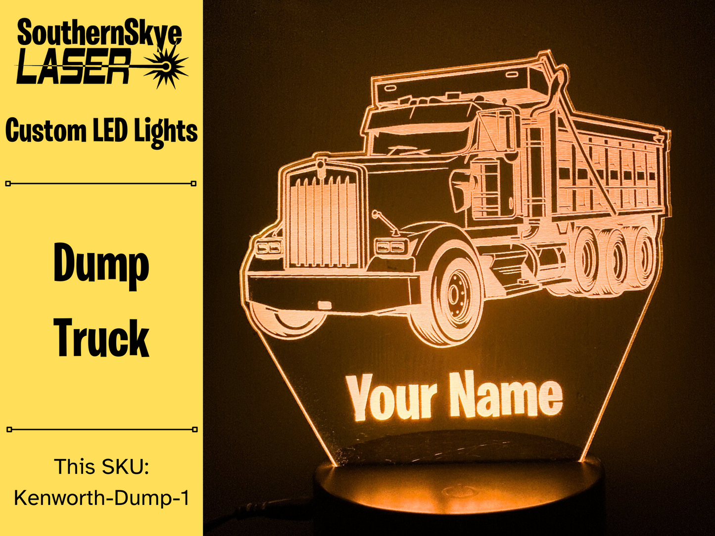 Kenworth Dump Truck LED Light, Night Light, Desk Light, Personalized Gift