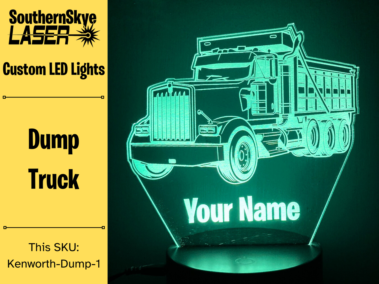 Kenworth Dump Truck LED Light, Night Light, Desk Light, Personalized Gift