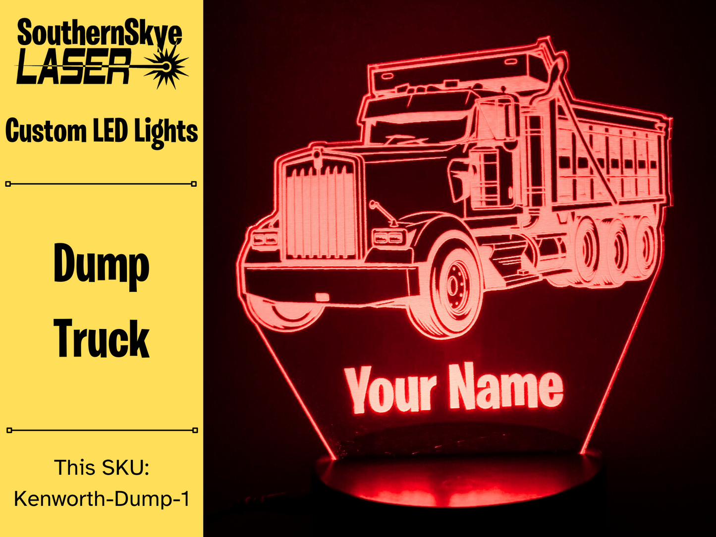 Kenworth Dump Truck LED Light, Night Light, Desk Light, Personalized Gift