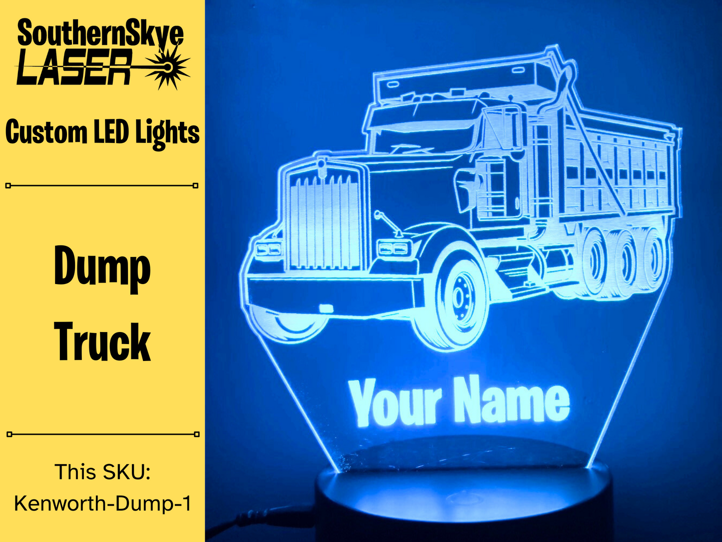 Kenworth Dump Truck LED Light, Night Light, Desk Light, Personalized Gift