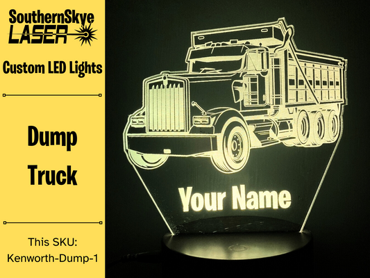 Kenworth Dump Truck LED Light, Night Light, Desk Light, Personalized Gift