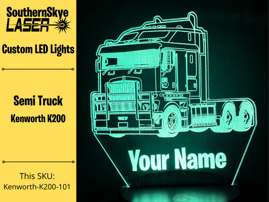 Semi Truck Kenworth K200 LED Light, Night Light, Desk Light, Personalized Gift