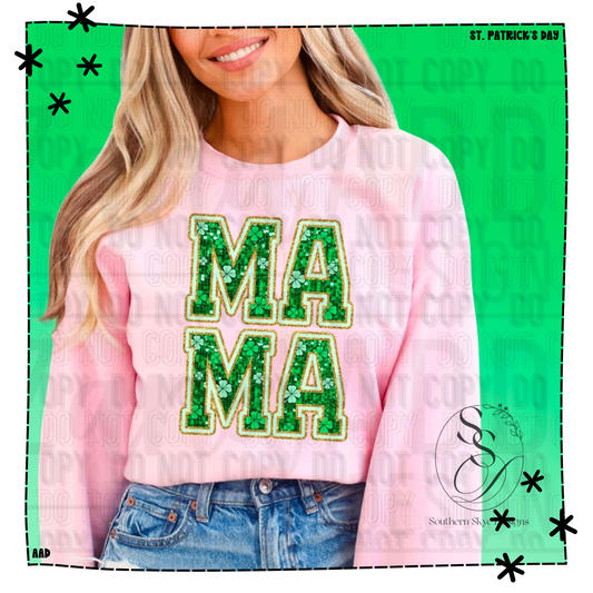 Mama Shamrock Faux Glitter