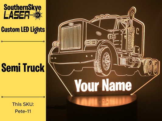 Peterbilt Semi-Truck LED Light, Night Light, Personalized Gift