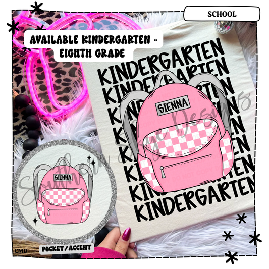 Pink Bookbag Grade (Kindergarten to 8th Grade)