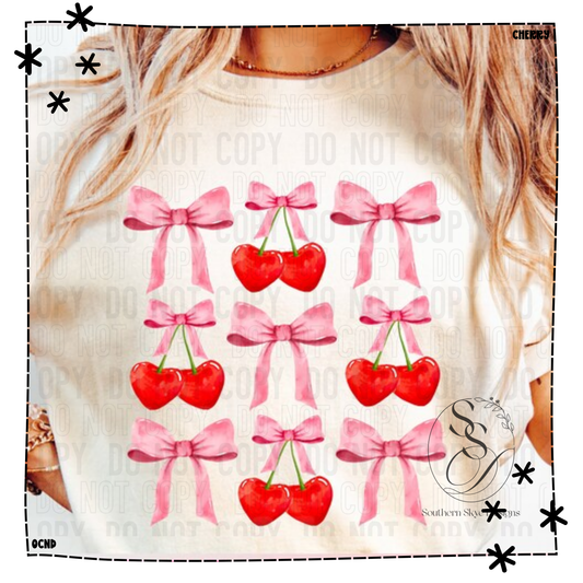 Pink Bow Red Cherry