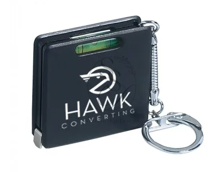 Printed Square Level Tape Measure Key Chain - 3 ft
