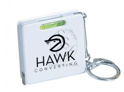 Printed Square Level Tape Measure Key Chain - 3 ft
