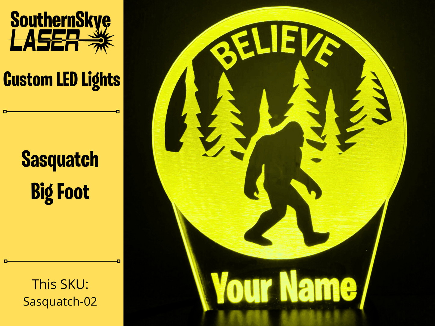 Sasquatch, Squatch Life, Big Foot LED Light, Night Light, Desk Light Personalized Gift