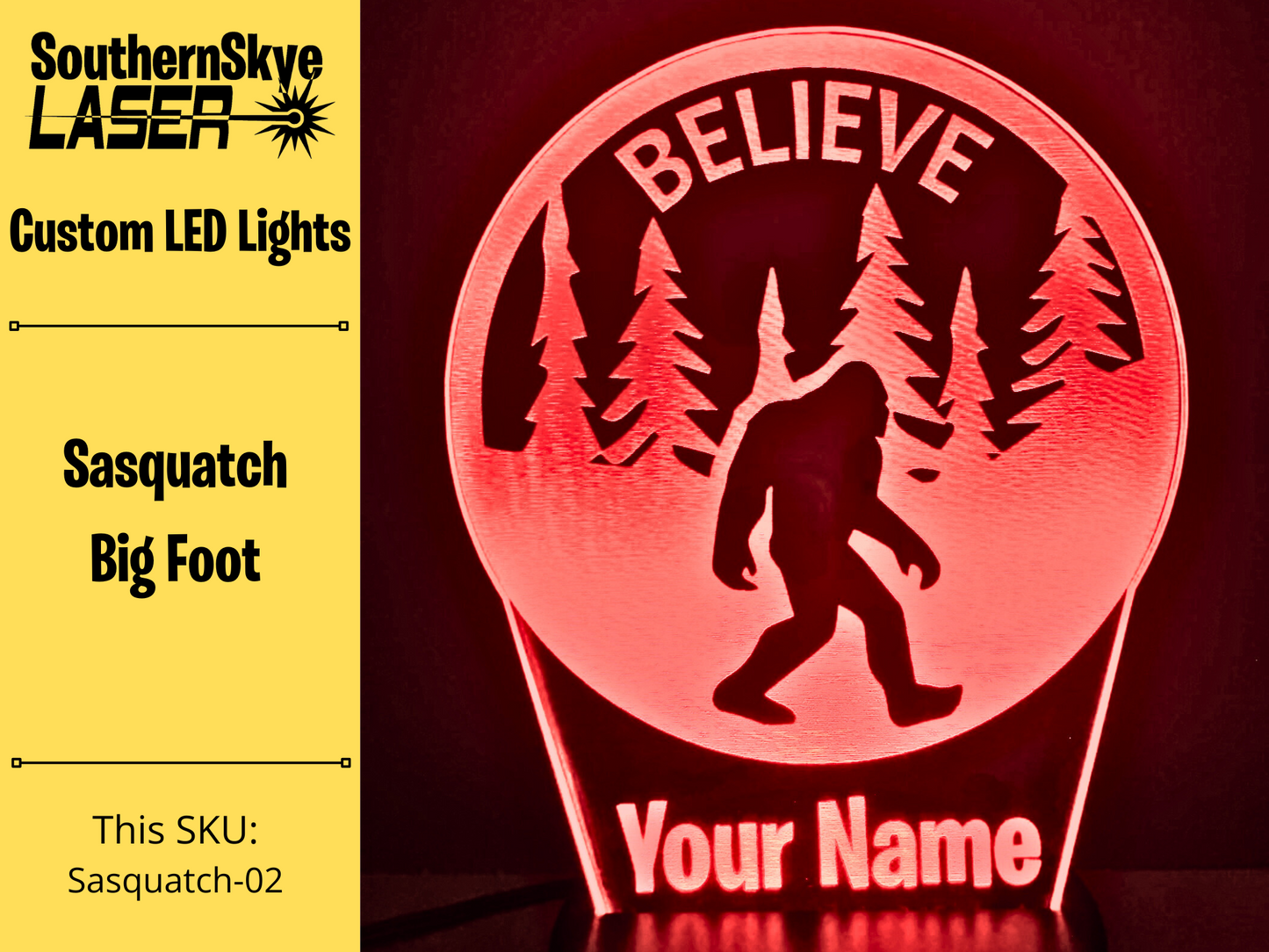 Sasquatch, Squatch Life, Big Foot LED Light, Night Light, Desk Light Personalized Gift