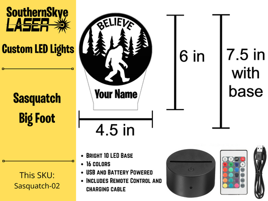 Sasquatch, Squatch Life, Big Foot LED Light, Night Light, Desk Light Personalized Gift