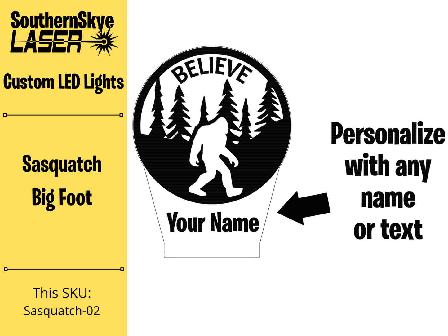 Sasquatch, Squatch Life, Big Foot LED Light, Night Light, Desk Light Personalized Gift