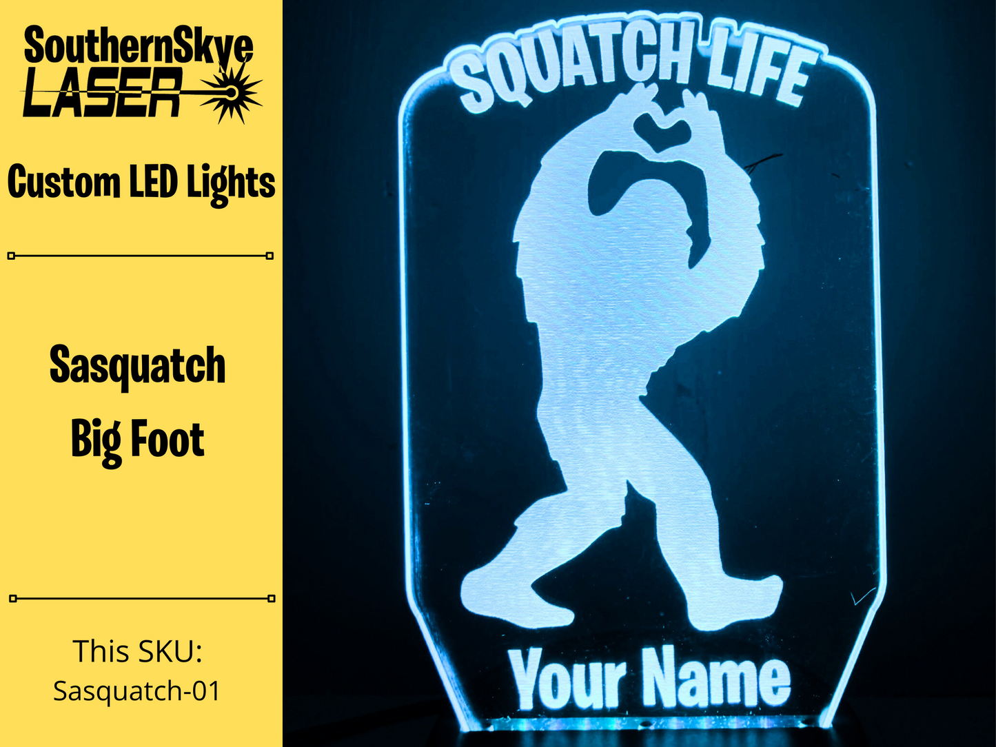Sasquatch, Squatch Life, Big Foot LED Light, Night Light, Desk Light Personalized Gift