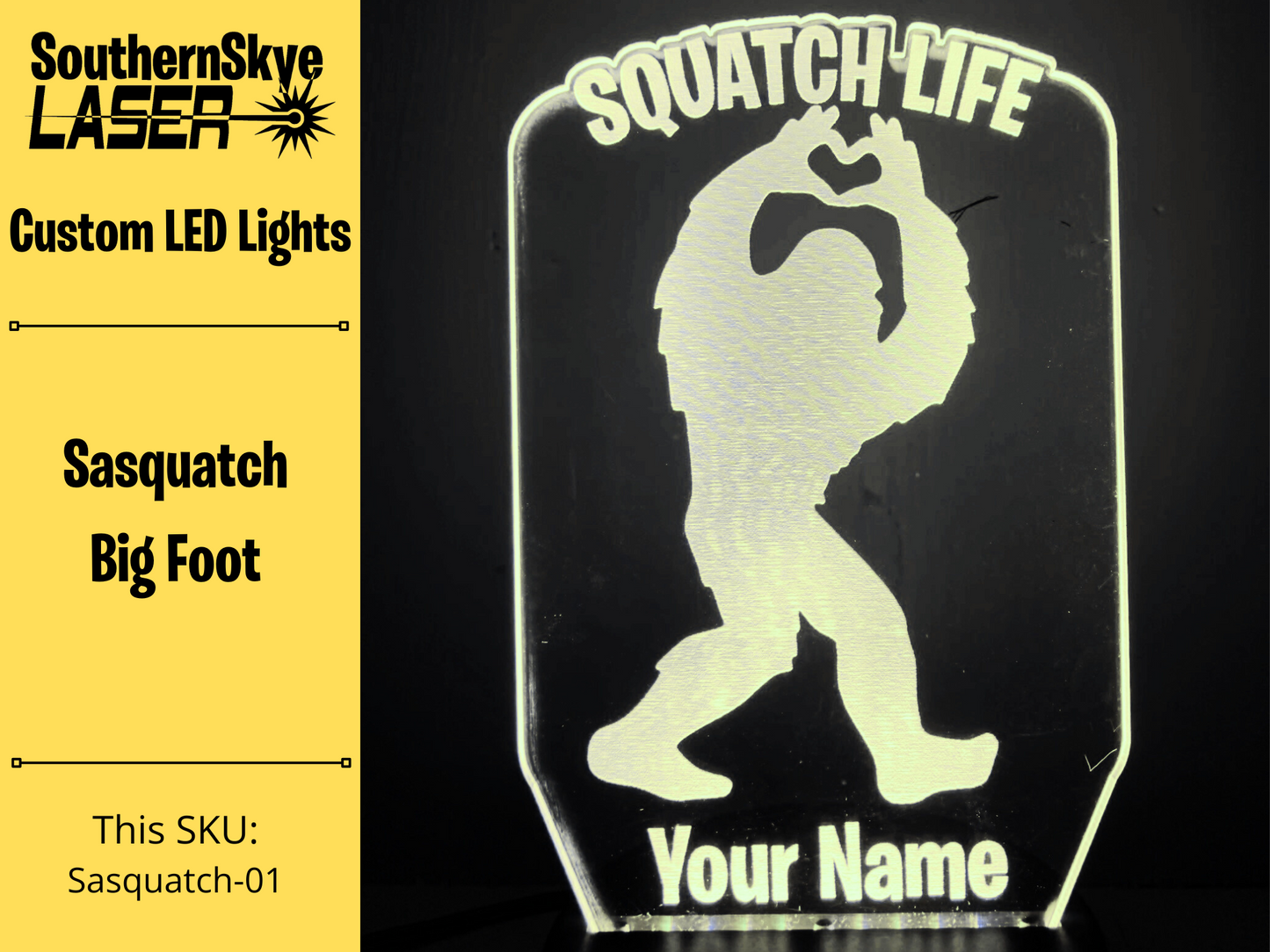 Sasquatch, Squatch Life, Big Foot LED Light, Night Light, Desk Light Personalized Gift